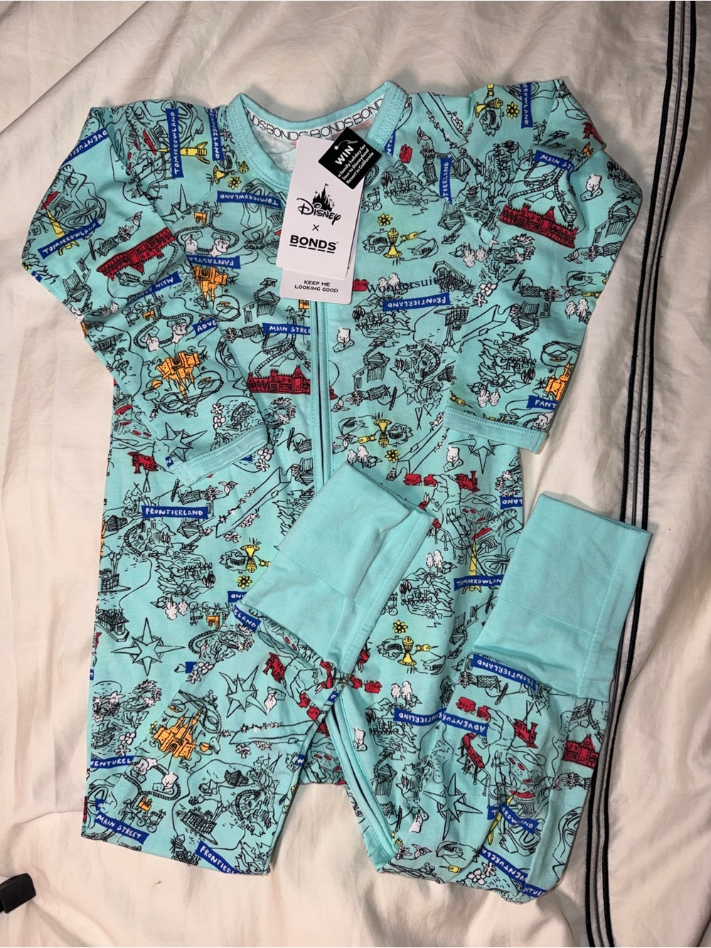 BONDS size 3 zippy Light Blue Disney Map Zip Romper sleepwear